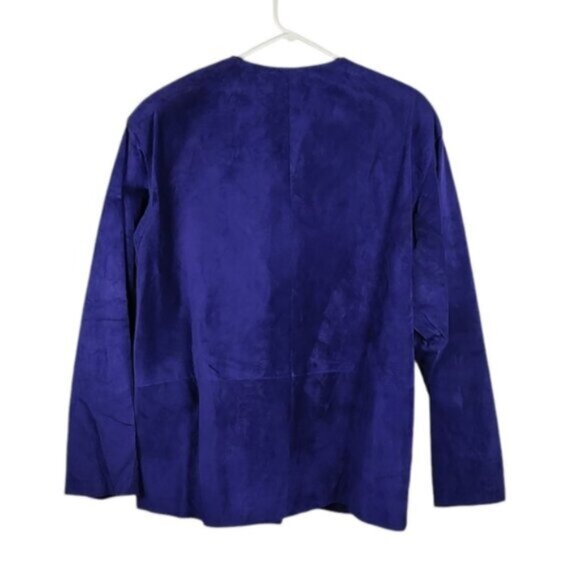 Purple Suede Lined Size 10/12 Shoulder Pads Button Blazer Jacket 90s Size 10/12 - Picture 12 of 13